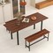 Modern Wooden 3 Piece Dining Table Set for 4-6 with 2 Benches – Sturdy, Space-Saving Design